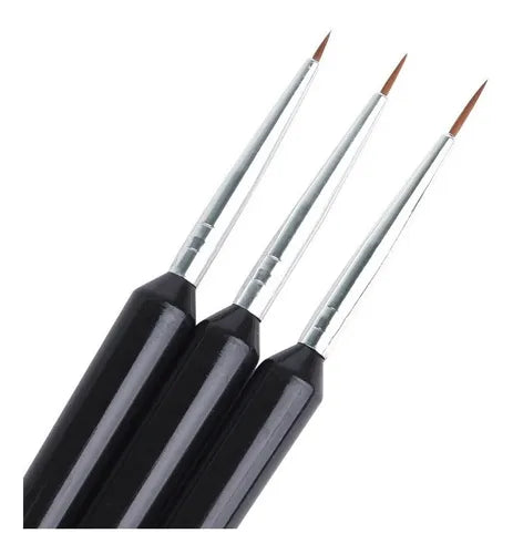 Kit Pinceles Liner Mango Negro X 3 Unid