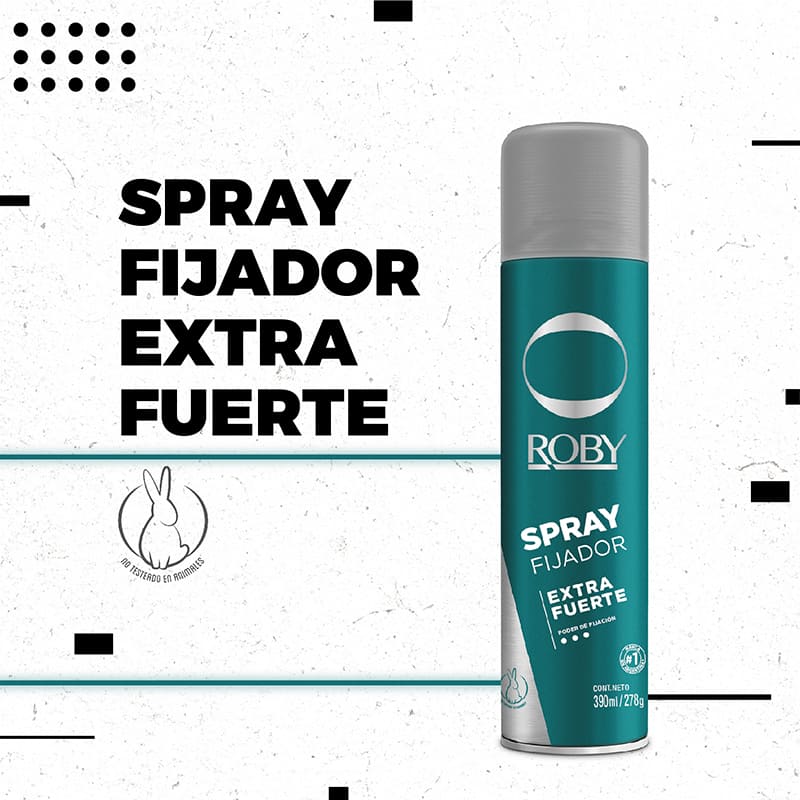 Spray Fijador Extra Fuerte Roby 390ml