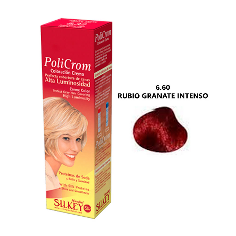 Coloración Silkey Policrom 6.60 Rubio Granate Intenso 47g