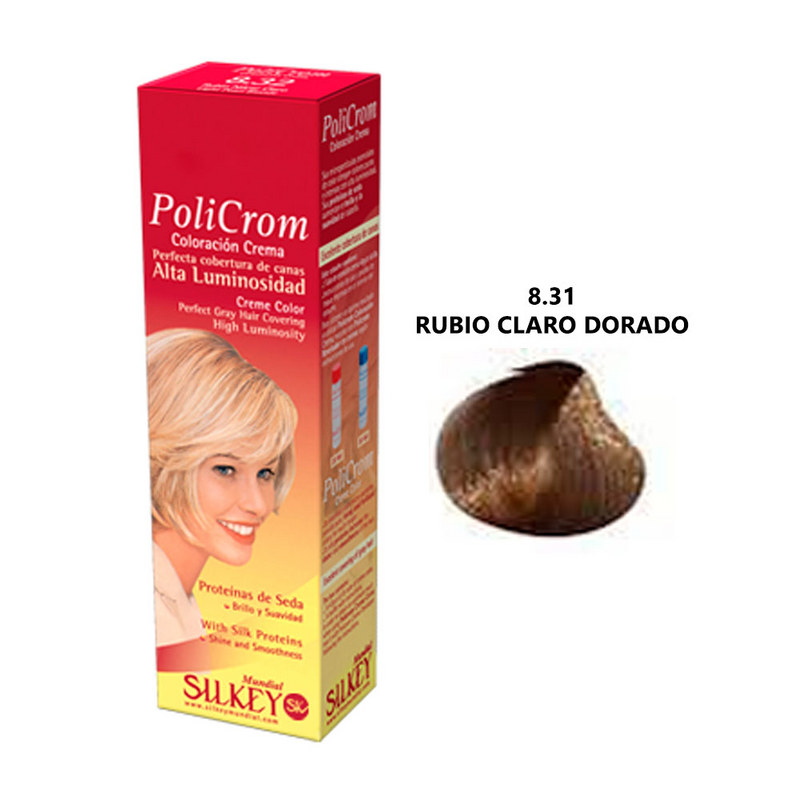 Coloración Silkey Policrom  8.31 Rubio Claro Dorado Ceniza 47g