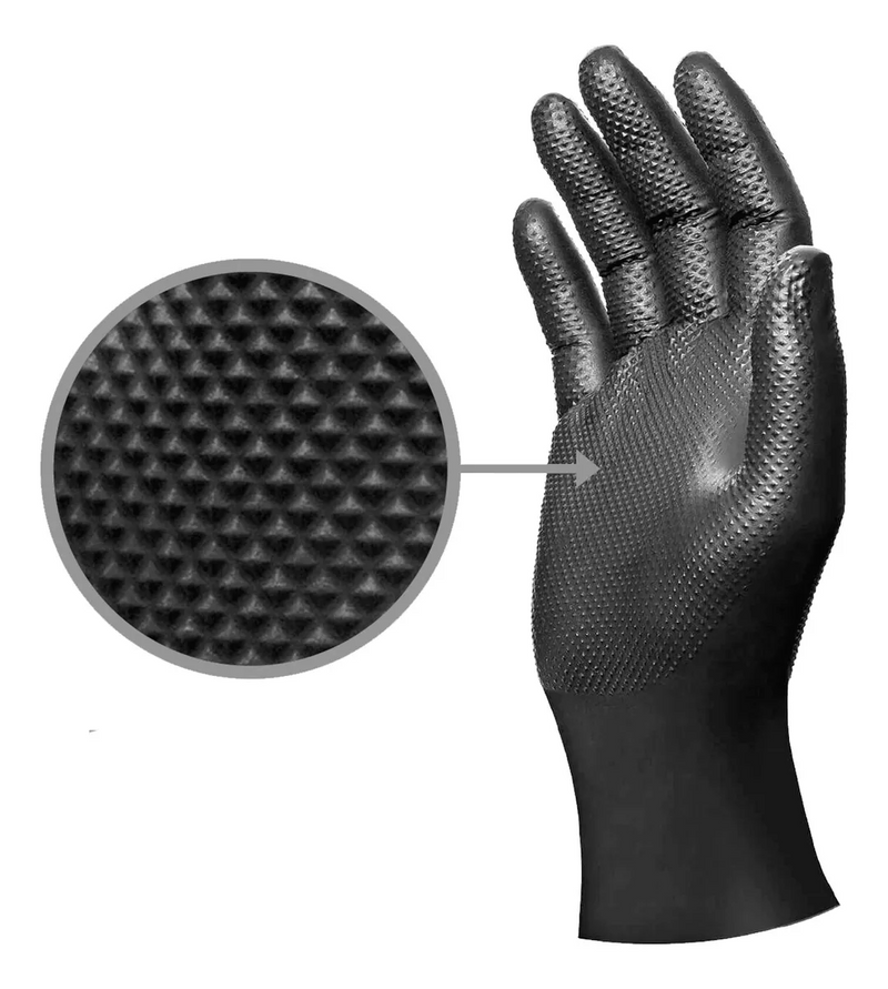 Guantes De Nitrilo Textura Diamante  sin Polvo Mediglove  X 50 un Negro M