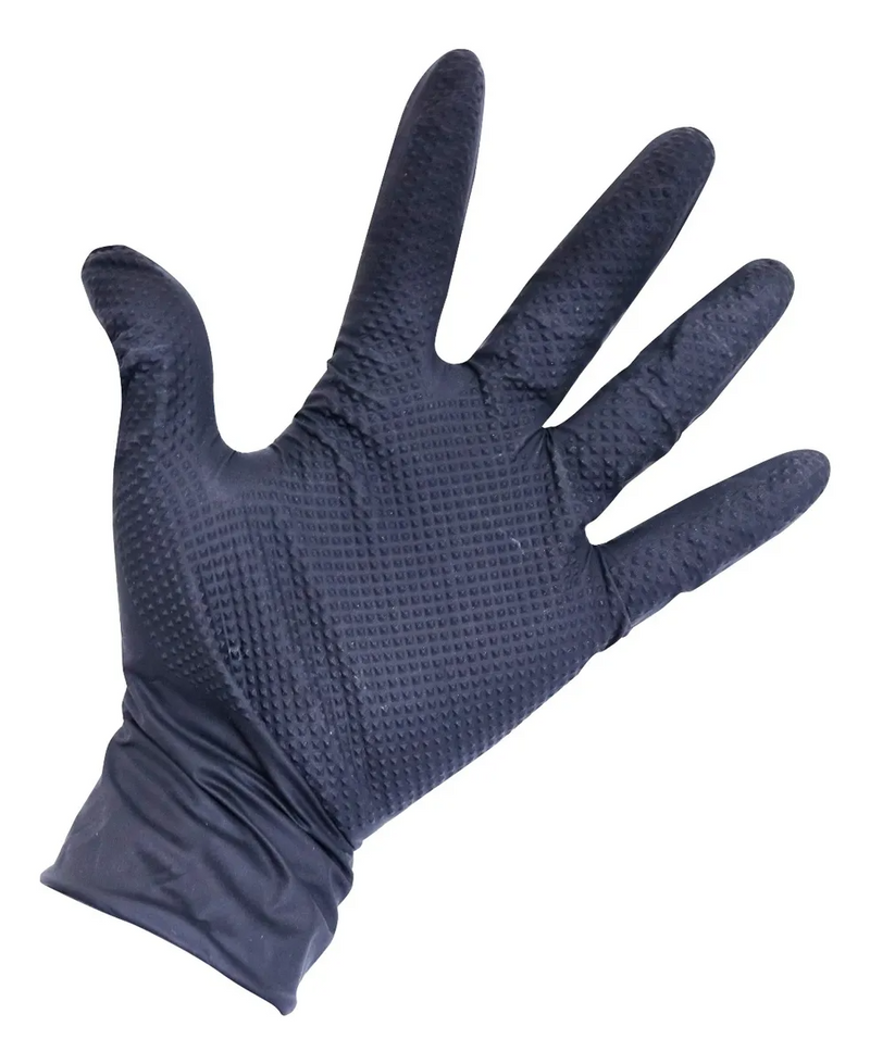Guantes De Nitrilo Textura Diamante  sin Polvo Mediglove  X 50 un Negro M
