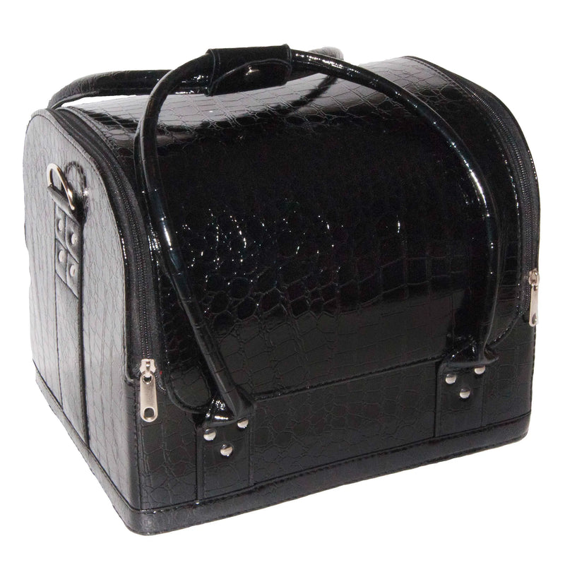 Maletín Negro Croco Baul 4 Bandejas