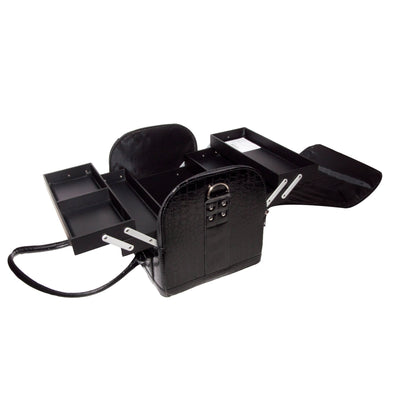 Maletín Negro Croco Baul 4 Bandejas