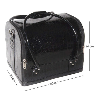Maletín Negro Croco Baul 4 Bandejas
