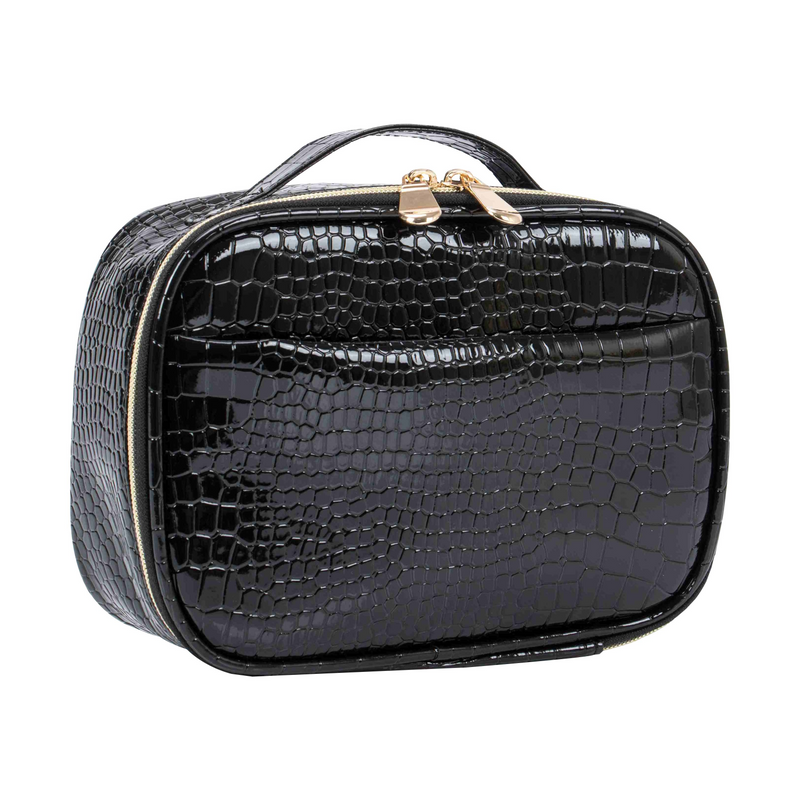 Portacosmeticos Con Cierre Croco Negro M149 Jessamy