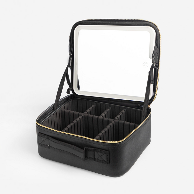 Maletin Maquillaje Con Espejo Luz Led Desmontable Color Negro