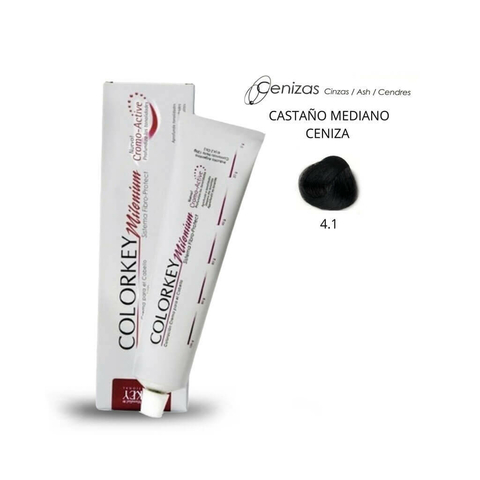 Coloracion Colorkey Milenium 4.1 Castaño Medio Ceniza 120ml