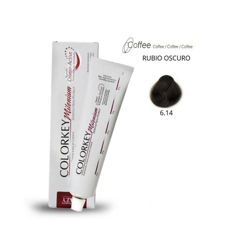 Coloracion Colorkey Milenium 6.14 Rubio Oscuro Coffe 120ml
