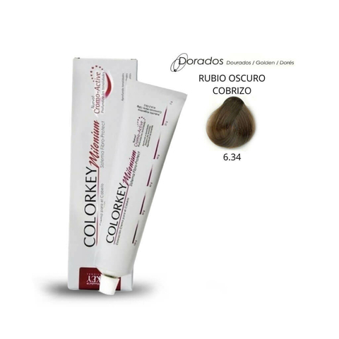 Coloracion Colorkey Milenium 6.34 Rubio Oscuro Dorado Cobrizo 120ml