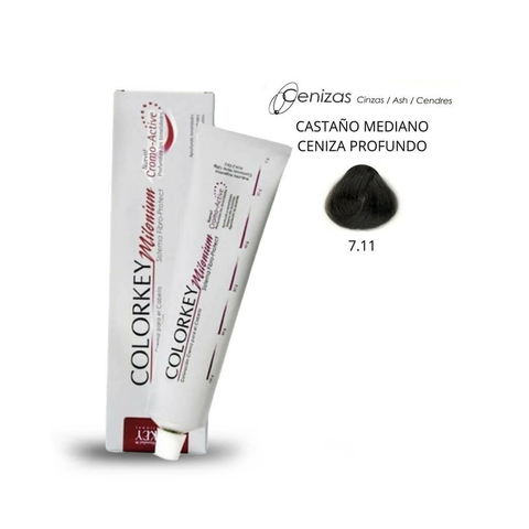 Coloracion Colorkey Milenium 7.11 Rubio Mediano Ceniza Oscuro 120ml