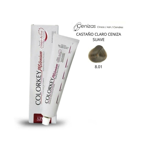 Coloracion Colorkey Milenium 8.01 Rubio Claro Ceniza Suave 120ml