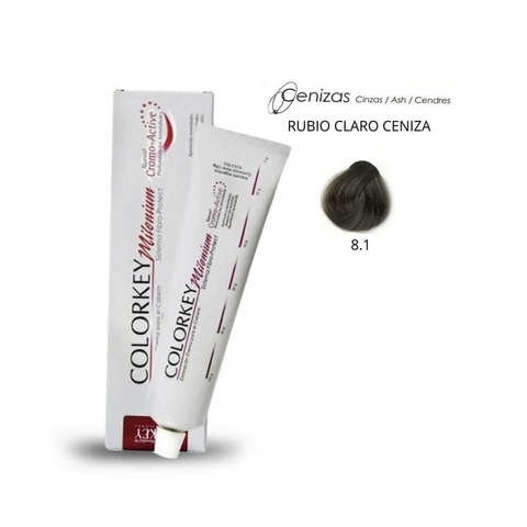 Coloracion Colorkey Milenium 8.1 Rubio Claro Ceniza 120ml