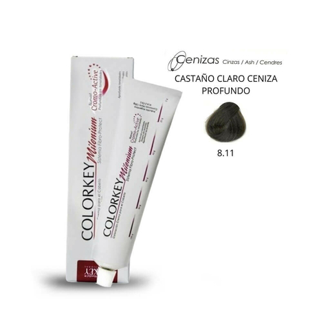 Coloracion Colorkey Milenium 8.11 Rubio Claro Ceniza Profundo 120ml