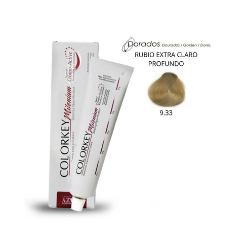 Coloracion Colorkey Milenium 9.33 Rubio Extra Claro Dorado Profundo 120ml