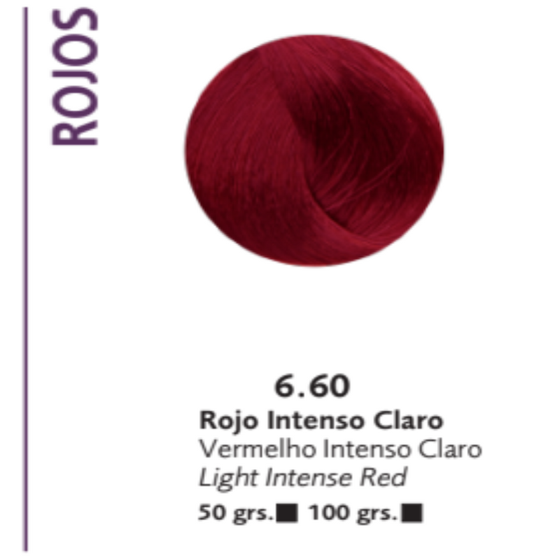 Coloracion Crema Gel Bonmetique n° 6.60 Rojo Intenso Claro x 100 grs.