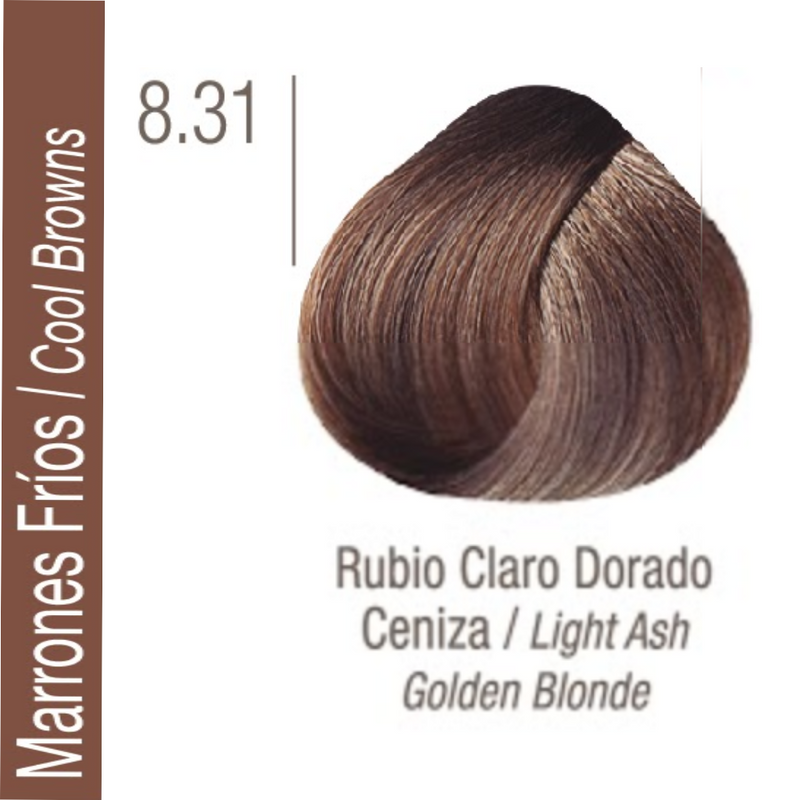 Coloracion Issue Profesional Nº 8.31 Marrones Frios Rubio Claro Dorado Ceniza 70 gr