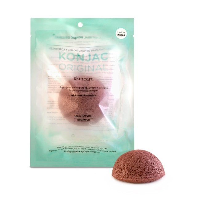 Esponja Facial Roja Para Rosacea y Antiage Konjac